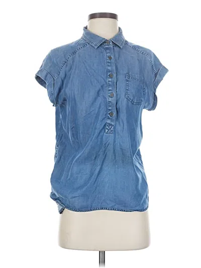 Pre-owned Prana Short Sleeve Blouse In Blue