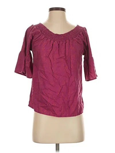 Pre-owned Prana Short Sleeve Blouse In Burgundy