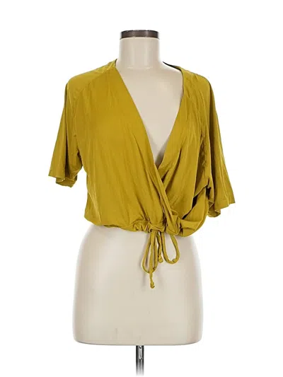 Pre-owned Prana Short Sleeve Blouse In Gold