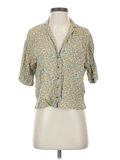 Pre-owned Prana Short Sleeve Blouse In Green