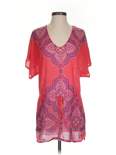 Pre-owned Prana Short Sleeve Blouse In Red