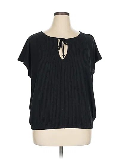 Prana Short Sleeve Top Black Keyhole Neckline Tops