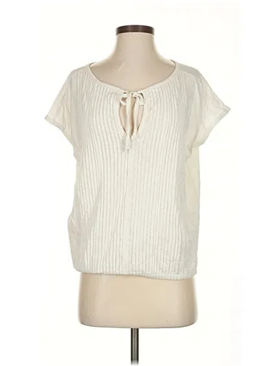 Pre-owned Prana Short Sleeve Top Ivory Keyhole Neckline Tops In White