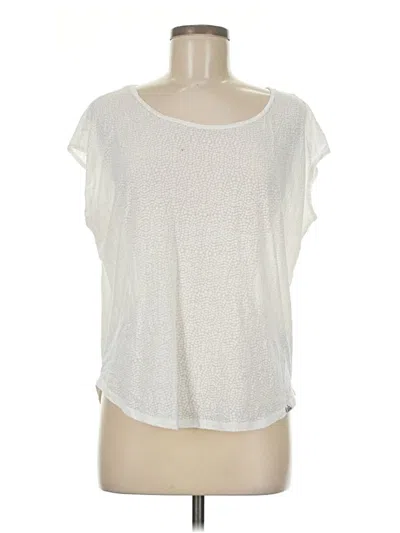 Pre-owned Prana Short Sleeve Top Ivory Scoop Neck Tops In White