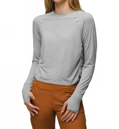 Prana Sol Searcher Long Sleeve Crew Top In Heather Grey In Gray