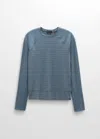 PRANA SOL SEARCHER LONG SLEEVE TOP IN WEATHERED BLUE