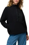 Prana Stretch Zion Fleece Half Snap Pullover In Black