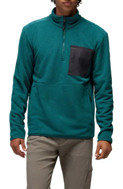 Prana Stretch Zion Fleece Quarter Zip Pullover In Green