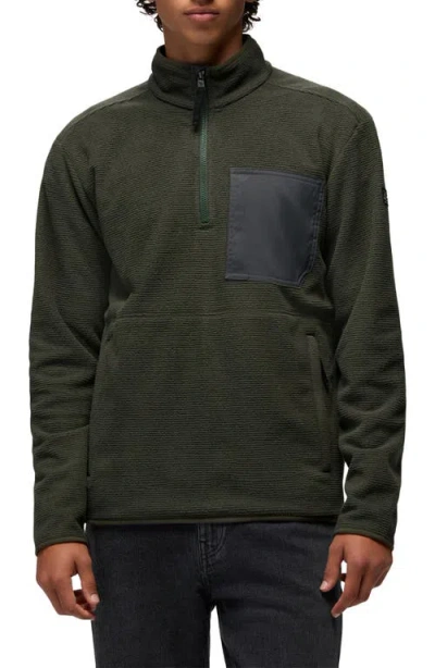 Prana Stretch Zion Fleece Quarter Zip Pullover In Green