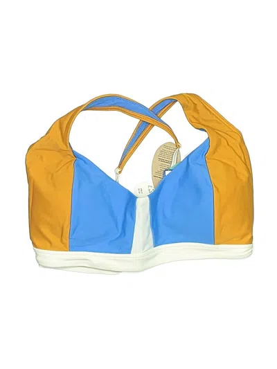 Prana Swimsuit Top Blue Color Block Pattern Swimwear In Multi