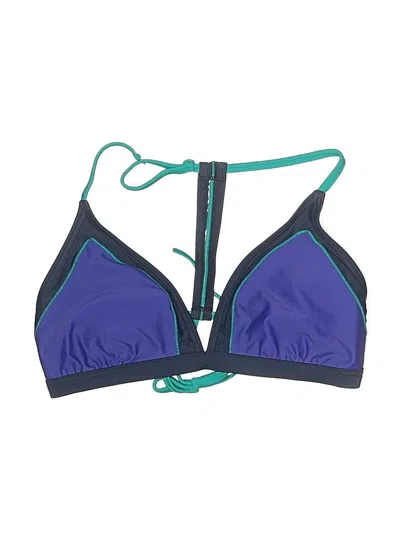 Pre-owned Prana Swimsuit Top Blue Color Block Pattern Swimwear