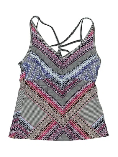 Pre-owned Prana Swimsuit Top Gray Chevron/herringbone Pattern Swimwear