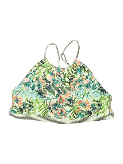 Pre-owned Prana Swimsuit Top Green Tropical Pattern Swimwear