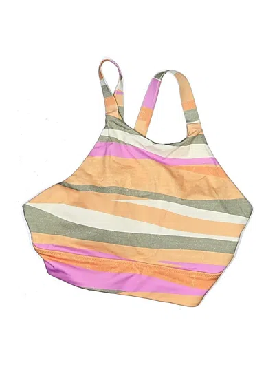 Prana Swimsuit Top Tan Stripes Pattern Swimwear
