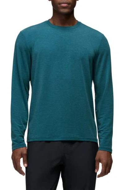 Prana Tolmie Tech Performance Long Sleeve T-shirt In Blue Coral Heather