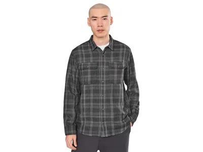 Prana Westbrook Flannel Shirt Men's Long Sleeve Button Up Coal Shadow: Xl, Cotton/polyester In Gray