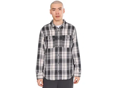 Prana Westbrook Flannel Shirt Men's Long Sleeve Button Up Shadow: Lg, Cotton/polyester In Gray