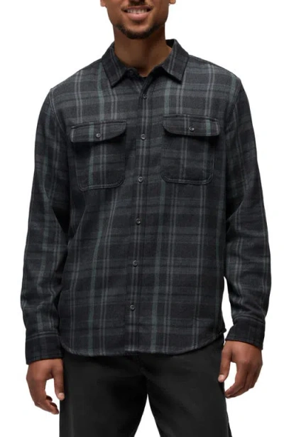 Prana Westbrook Plaid Recycled Blend Button-up Shirt In Black