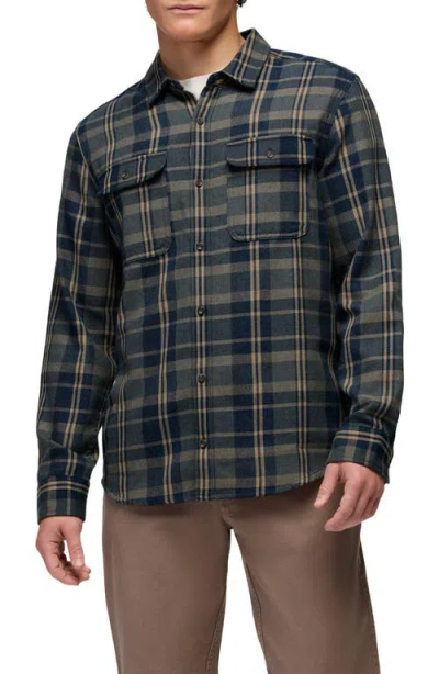 Prana Westbrook Plaid Recycled Blend Button-up Shirt In Blue