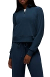 Prana Willow West Crop Half-zip Sweatshirt In Blue