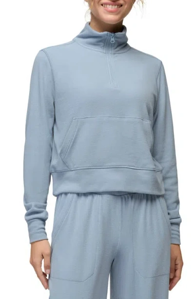 Prana Willow West Crop Half-zip Sweatshirt In Blue