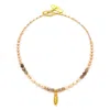 Pranella Almond Leaf Necklace In Multi