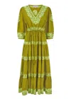 Pranella Azul Khaki Lime Maxi Dress In Green
