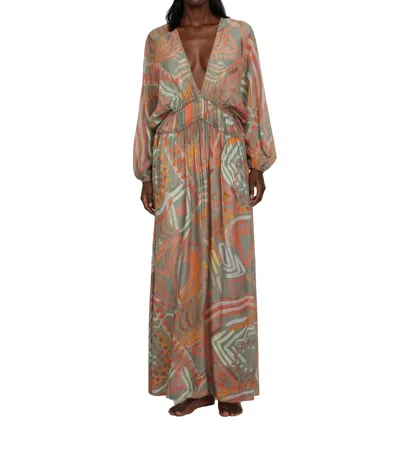 Pranella Cortina Maxi Kaftan Dress In Solstice Coral In Multi