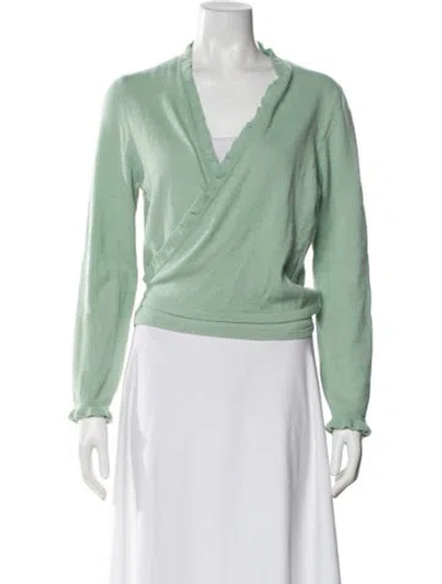 Pre-owned Pratesi Cashmere V-neck Blouse In Green
