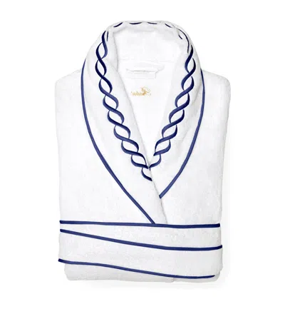 Pratesi Cotton Treccia Bathrobe In Navy