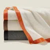 Pratesi Dolomiti Cashmere & Leather Throw Blanket, 55 X 71 In Ivory/orange