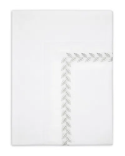 Pratesi Federico Flat Sheet, King In White/antique Silver