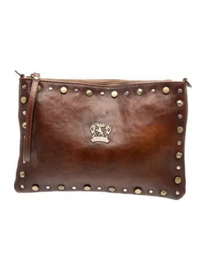 Pre-owned Pratesi Leather Clutch In Brown