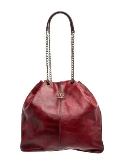 Pre-owned Pratesi Leather Tote In Burgundy