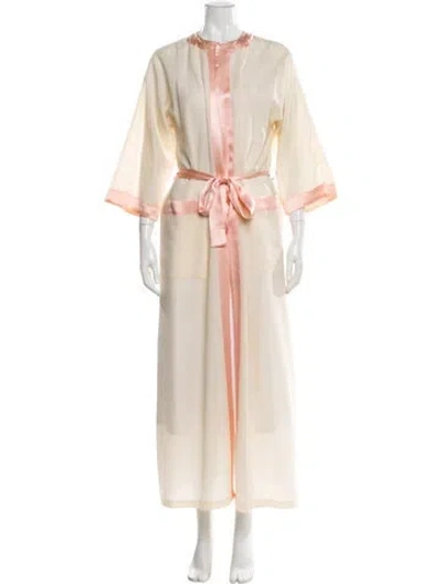 Pre-owned Pratesi Linen Pleated Accents Robe In Neutral