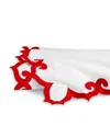 Pratesi Marrakesh Flat Sheet, King In White/scarlet