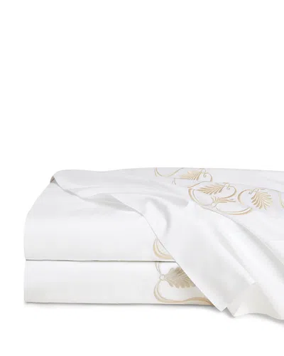 Pratesi Paolina Flat Sheet, Twin In White/sage