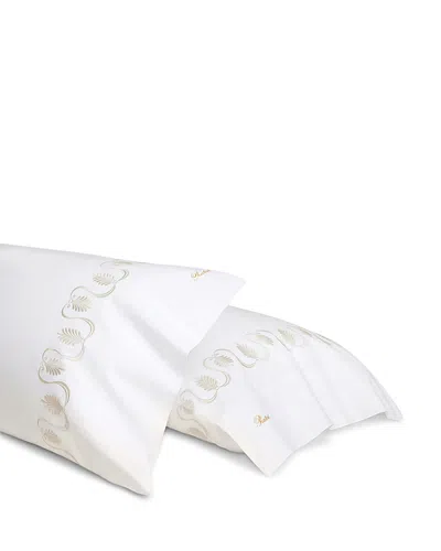 Pratesi Paolina Pillowcase, Queen, Set Of 2 In White/sage