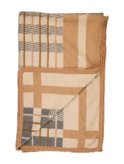 Pre-owned Pratesi Plaid Queen-size Blanket In Gray