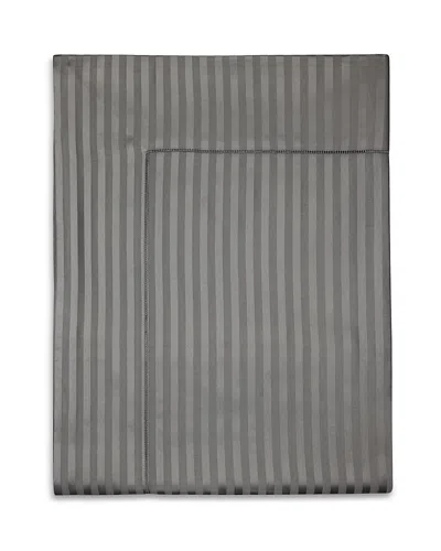 Pratesi Raso Rigato Flat Sheet, Full Queen In Charcoal