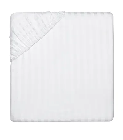 Pratesi Raso Rigato King Fitted Sheet In White
