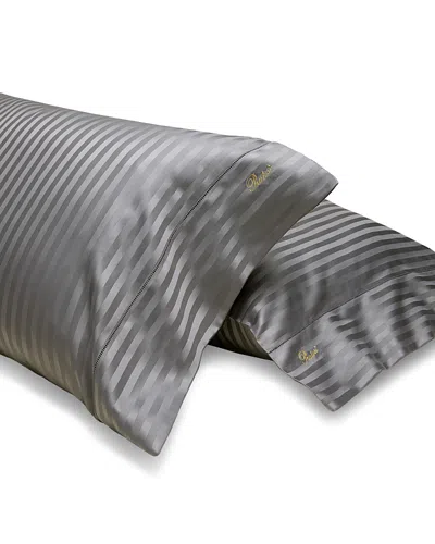Pratesi Raso Rigato Standard Pillowcase, Set Of 2 In Gray