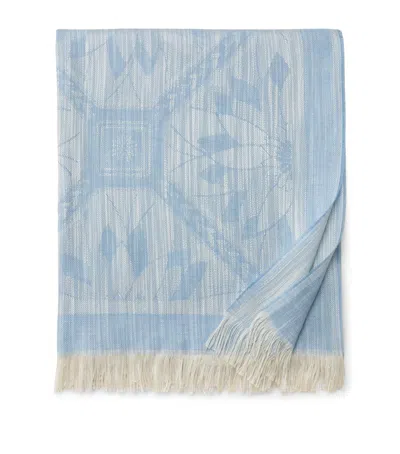 Pratesi Silk-cotton-linen Throw In Blue