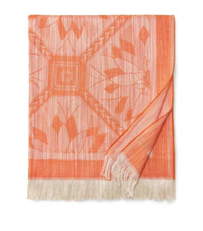 Pratesi Silk-cotton-linen Throw In Orange