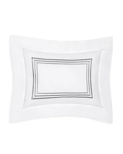 Pratesi Tre Righe Boudoir Sham In White/charcoal