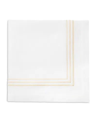 Pratesi Tre Righe Dinner Napkins, Set Of 4 In White/beige