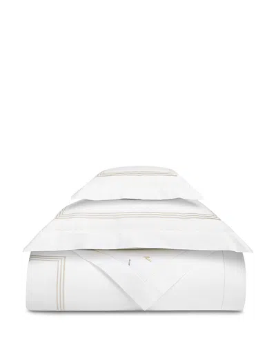 Pratesi Tre Righe Duvet Cover, King In White/sage