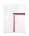 Pratesi Tre Righe Ombre Flat Sheet, Twin In White/scarlet