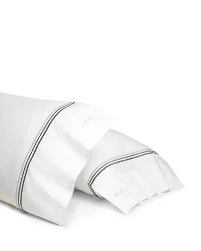 Pratesi Tre Righe Ombre Queen Pillowcase Set In White