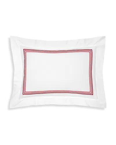 Pratesi Tre Righe Ombre Queen Sham In White/scarlet